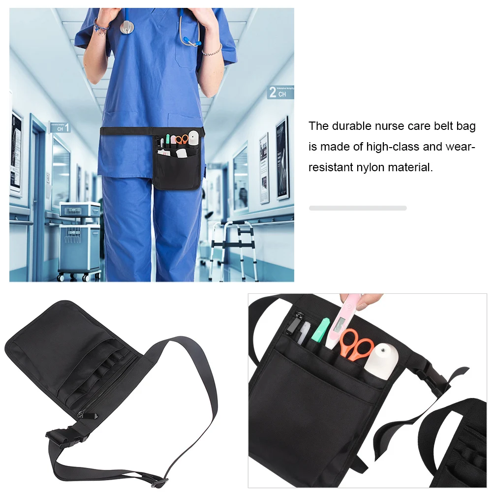 

Nylon Nurse Pouch Tool Bag for Medical Supplies Storage Black Toolkit Multi-layer Grid Durable Wear-resistant Nurse Tools Pocket