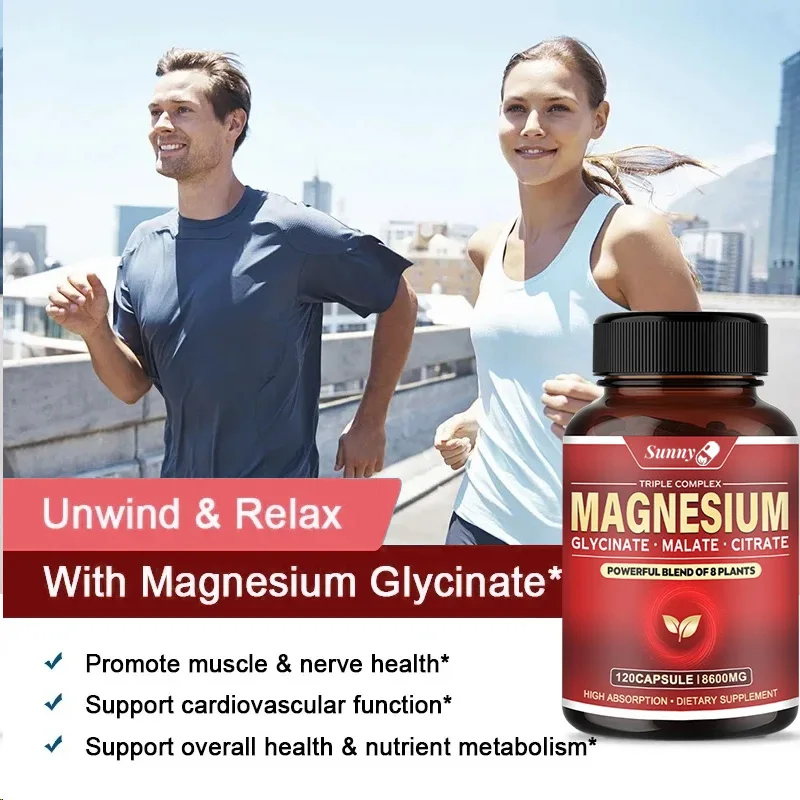 Triple High-efficiency Elemental Magnesium Complex - Glycine, Malic Acid and Magnesium Citrate, Muscle Relaxation, Immunity