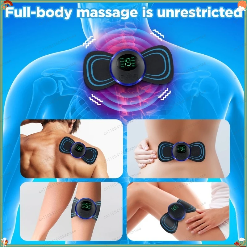 EMS Neck & Back Massager for Elderly, Remote Control TENS Pad for Muscle Relax & Fatigue Relief