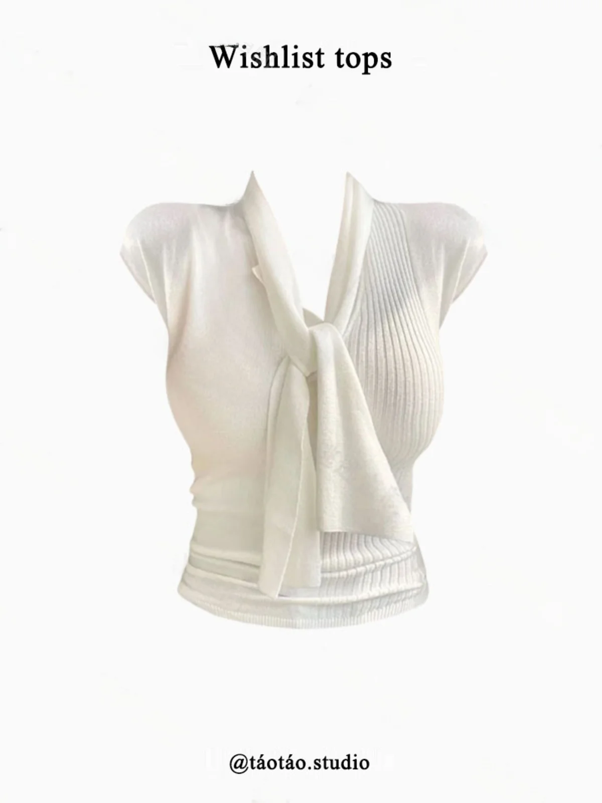 Pure Desire Knitted Short Sleeve Wool Blend Women's Slim Fit Top Spring Summer New Style V-Neck Pullover Polyester Fiber
