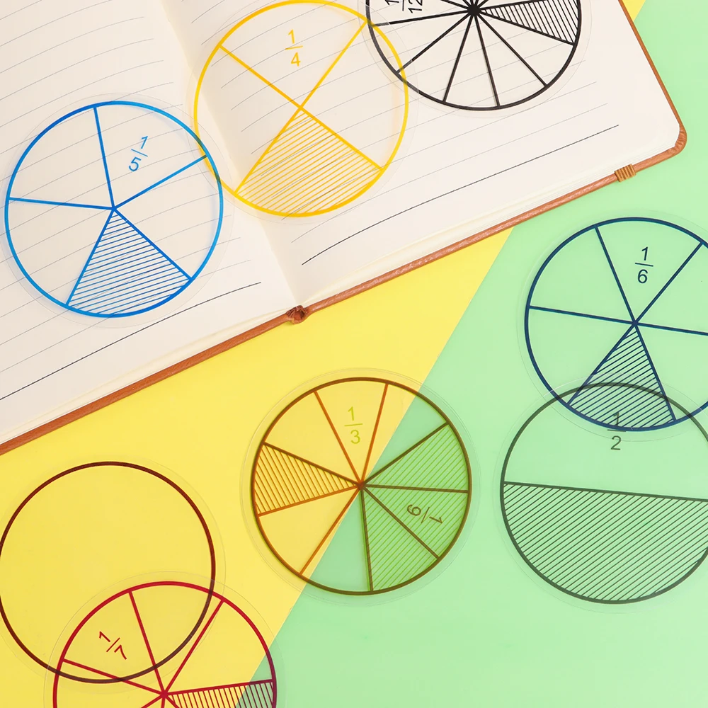 12Pcs Kids Mathematics Fraction Teaching Tool Plastic Protable Children Math Fraction Learning Tool Education Toys Gift