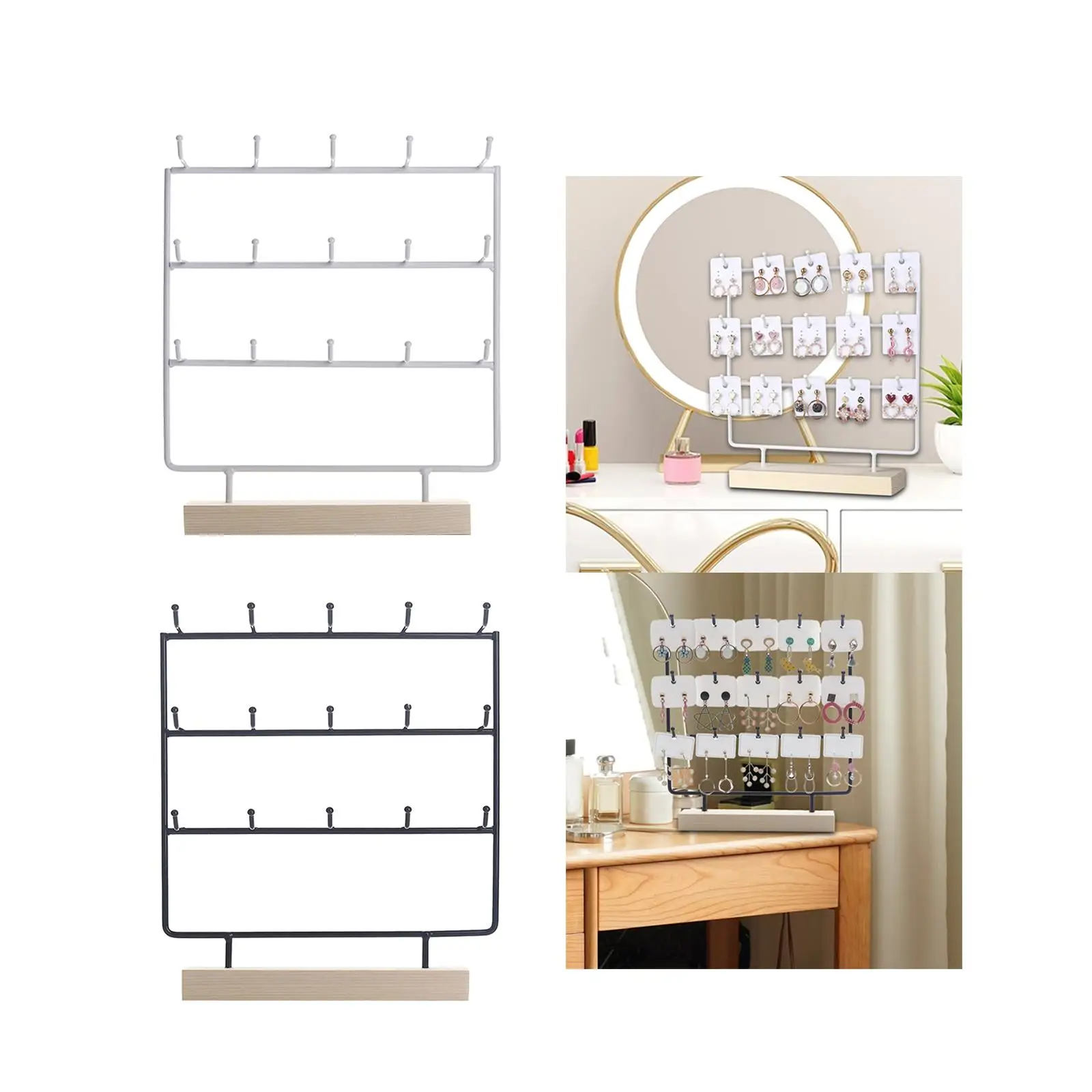 Jewelry Display Stand with 15 Hooks Jewelry Tower Jewelry Organizer for Earring Cards Keychains Dangle Pendants Bracelet