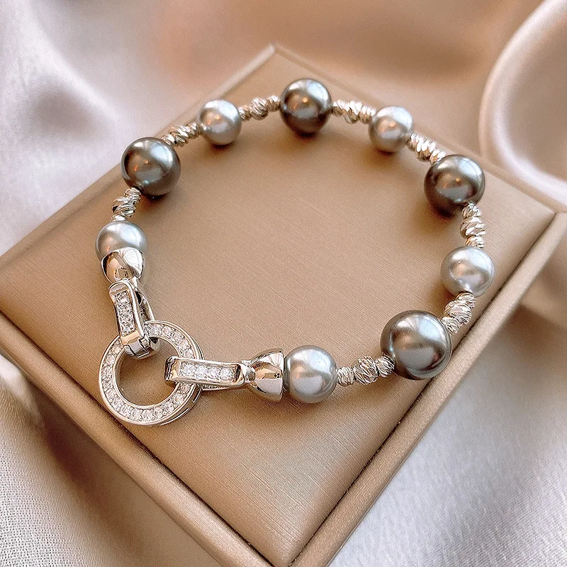 Fashion Zircon Pearl Bracelet for Women 2024 New Irregular Round Bracelet Original Design Jewelry Accessories Anniversary Gift