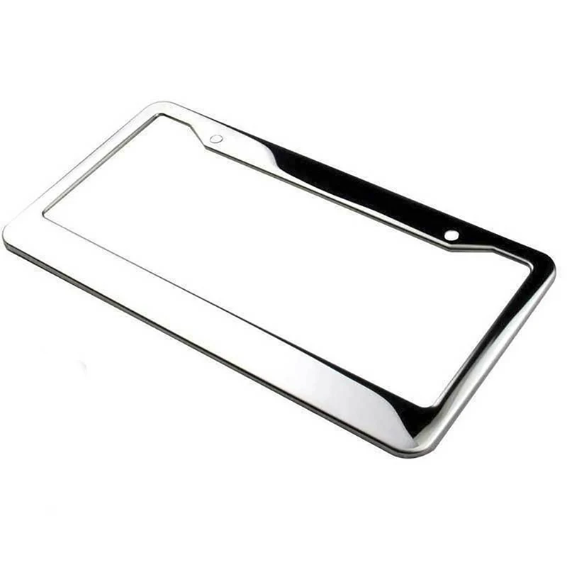 1PCS Chrome Stainless Steel Metal License Plate Frame Tag Cover With Screw Caps