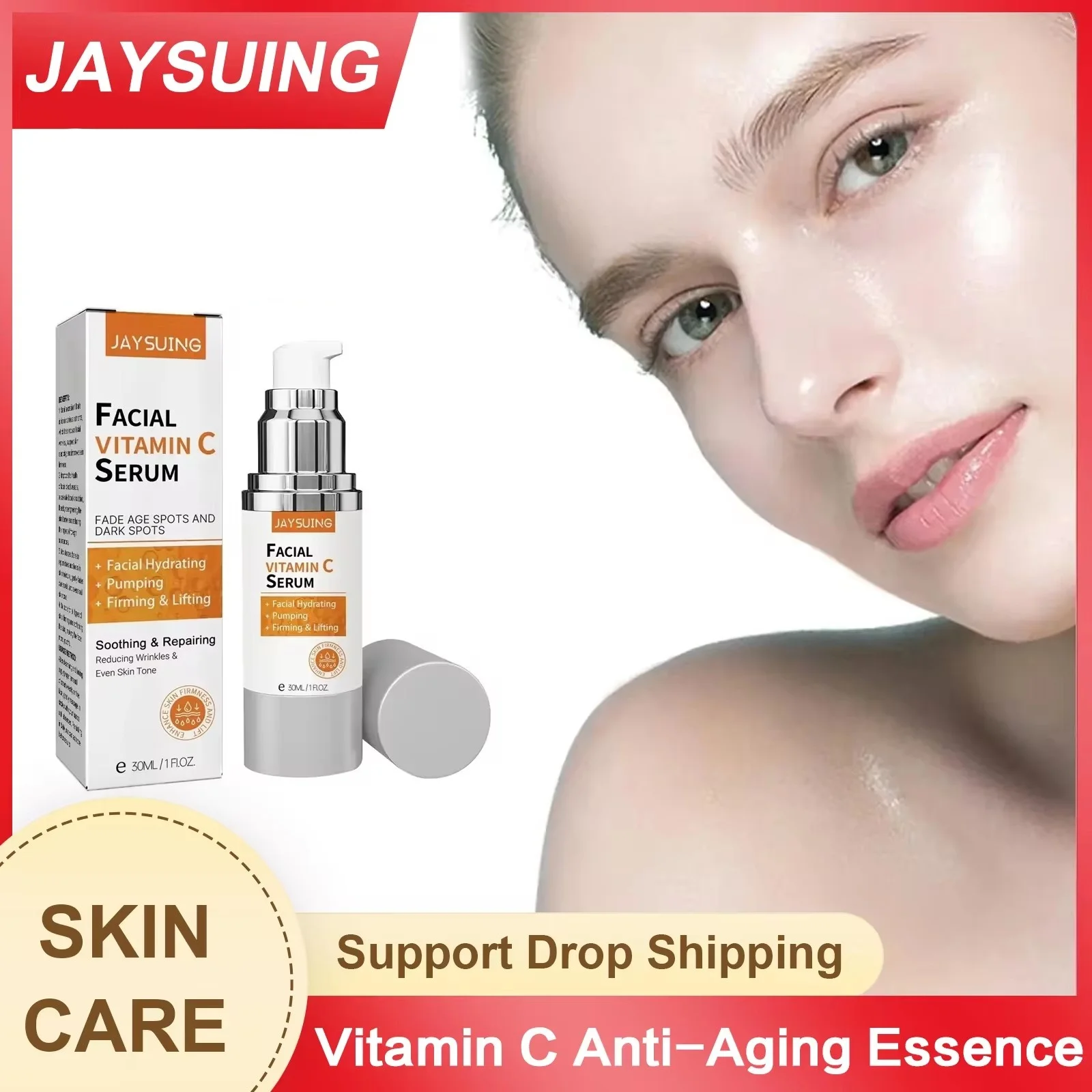 

Vitamin C Anti Agin-g Serum Fade Dark Spo-ts Remove Fine Line Whit-en Freckle Lift Tightening Moisturizing Anti Wrinkle Essence