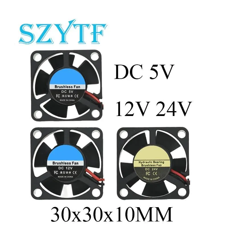 Ventilador de refrigeración para tarjeta gráfica, dispositivo de 30MM, 30x30x10MM, 3CM, 5V, 12V, 24V, 0.1A con 2 pines para impresora 3D, Raspberry