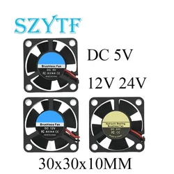 Ventilador de refrigeración para tarjeta gráfica, dispositivo de 30MM, 30x30x10MM, 3CM, 5V, 12V, 24V, 0.1A con 2 pines para impresora 3D, Raspberry PI, 3010