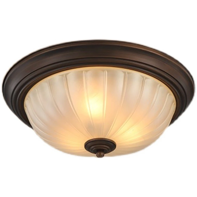 

Vintage Round Black Bronze Ceiling Lights Frosted White Glass Lampshade for Corridor Bedroom Kitchen Luminous E27 Bulb Replace