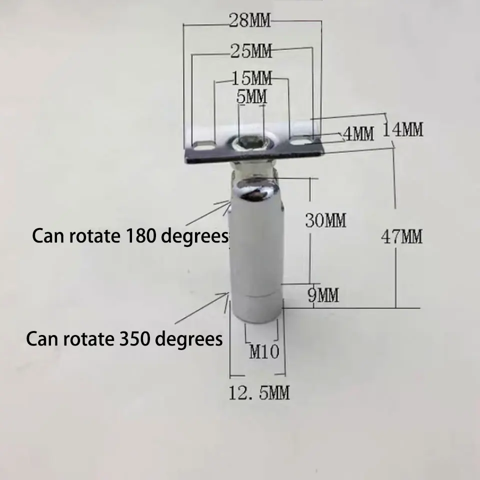 Iron Wall Lamp Universal Joint Shaking Head Iron Turning Head Table Wall Lamp Accessory Universal Joint Inner M10 Straight Palm