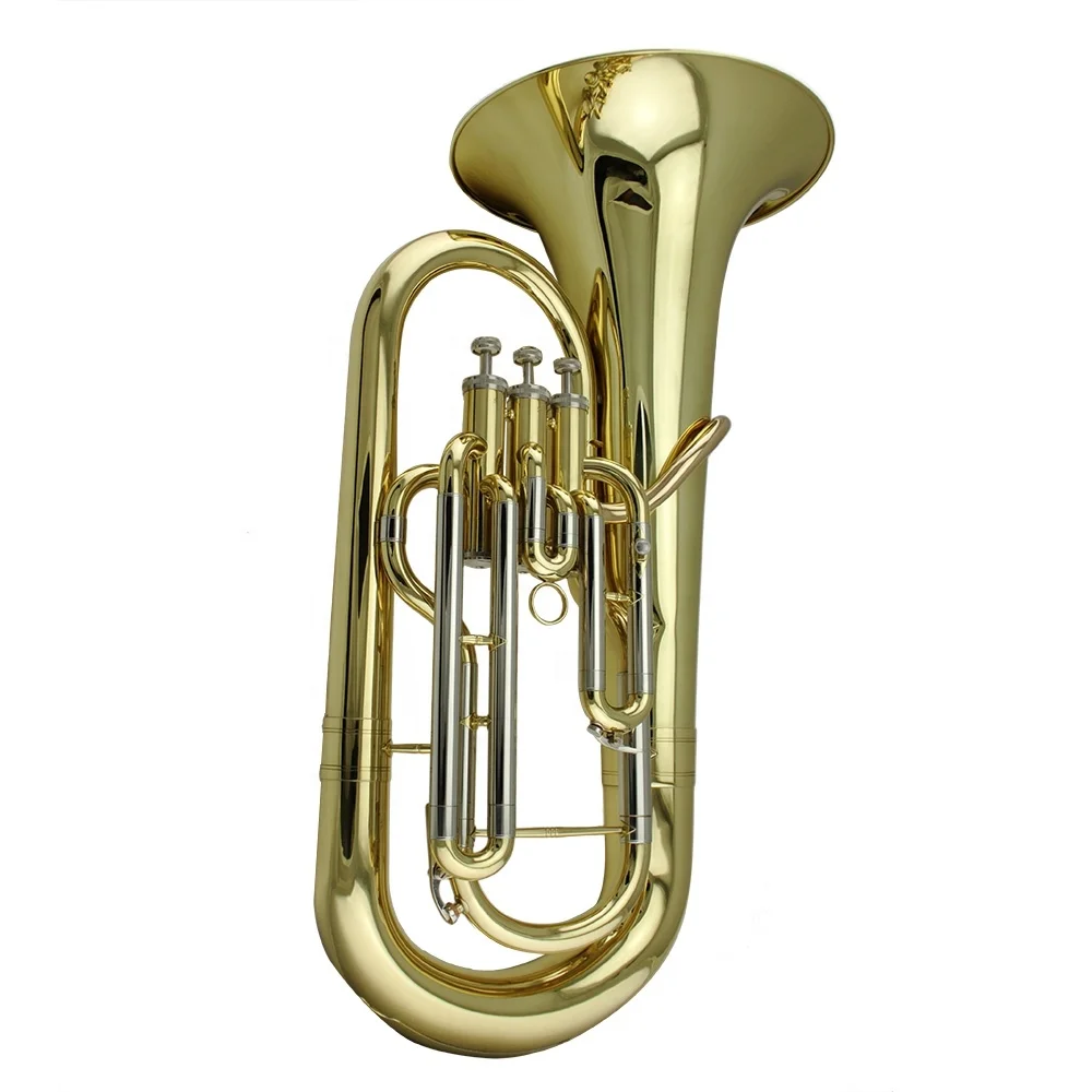 Gold Lacquer  Euphonium 3 Pistons Phosphor Copper Leadpipe Cupronickel Tuning Pipe