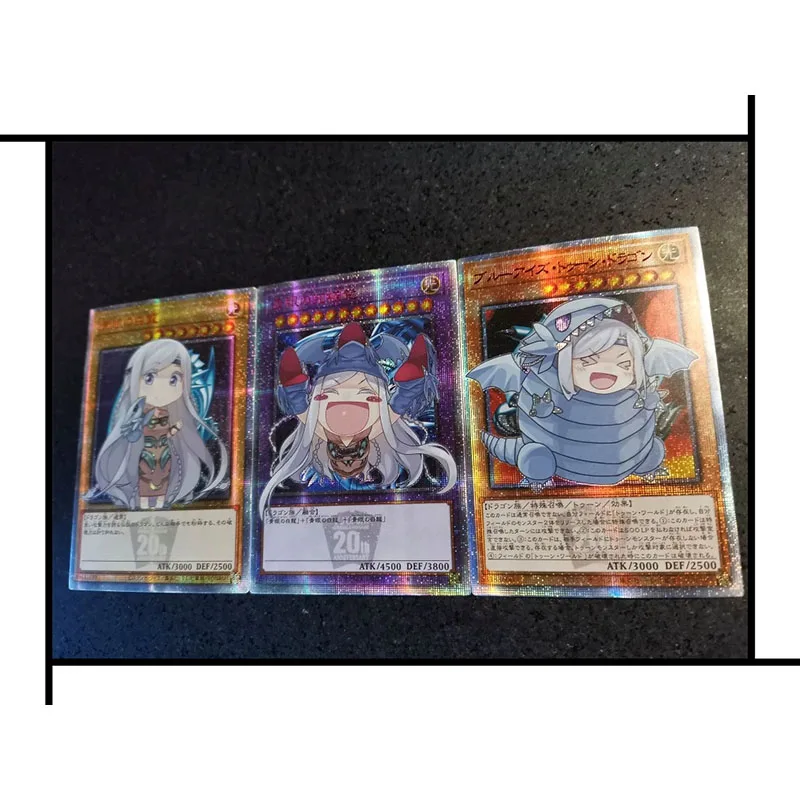 Fai da te Yu-Gi-Oh! 1-3 parti Blue-Eyes White Dragon series 3 pz/set Anime Collection card Game card toys flash card regalo di natale