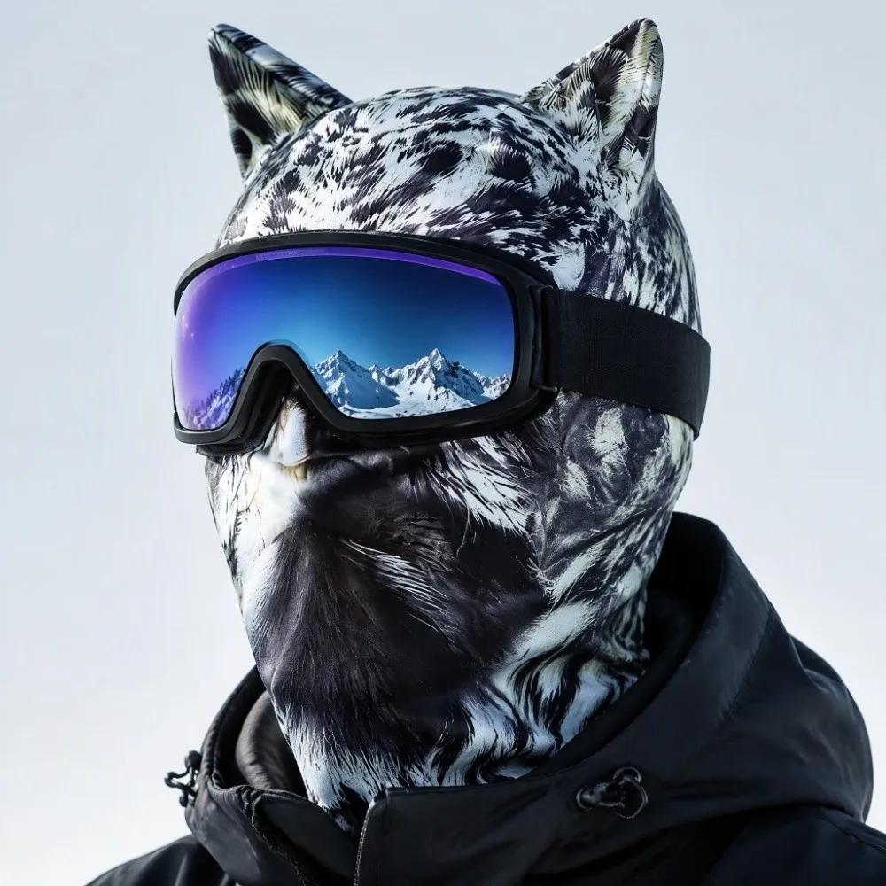 Eye-Catching 3D Printing Balaclava Soft Stretch Cute Animal Ski Balaclava Full Face Breathable Fabric Full Face Hood Snowboard