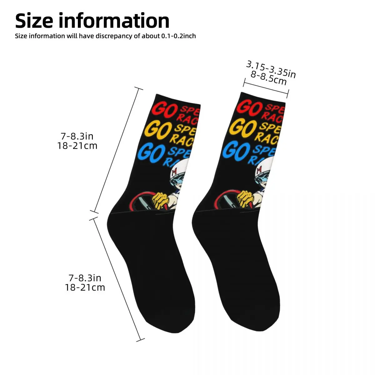 Crazy Design Go Speed Speed Racer Skateboard Socks Polyester Long Socks for Unisex Non-slip