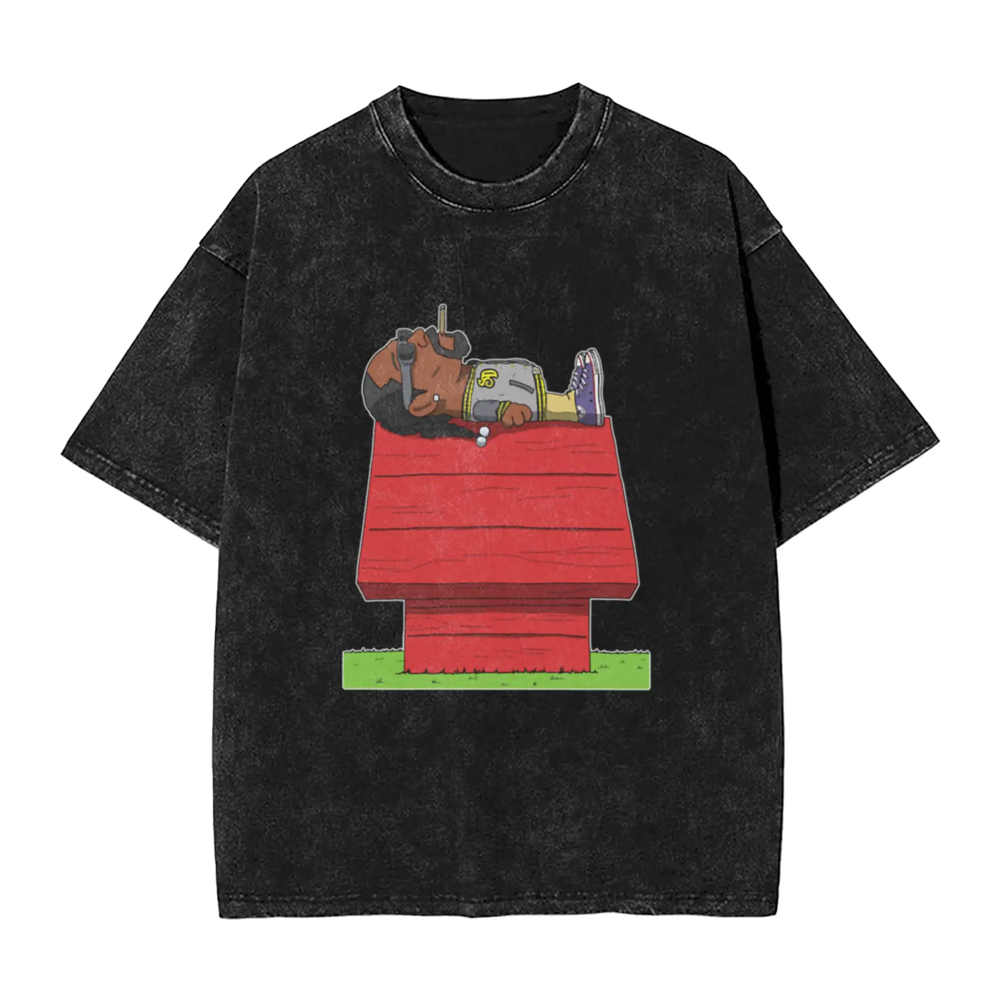 Funny Doggs Lying On The Roof Classic Comfort A T-Shirt Oversized Short Sleeve Men's Women's Cotton Tees Tops