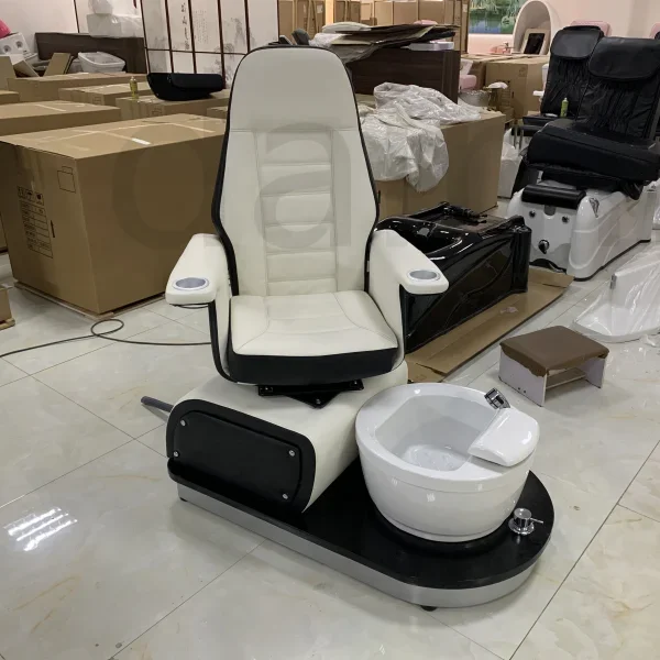 

Manicure Foot Spa Wholesale Modern Salon Equipment White Foot Spa Chair 360 Degree Rotate Pedicure Spa Chair with Jet Pump