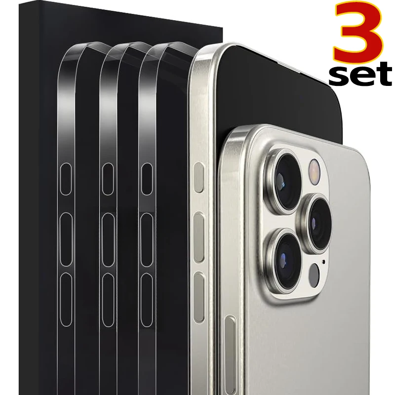 1/2/3Sets Transparent Side Film for IPhone 16 Pro Max iPhone 15ProMax 14 13 12 Ultra Thin Anti-scaratch Frame Protective Sticker