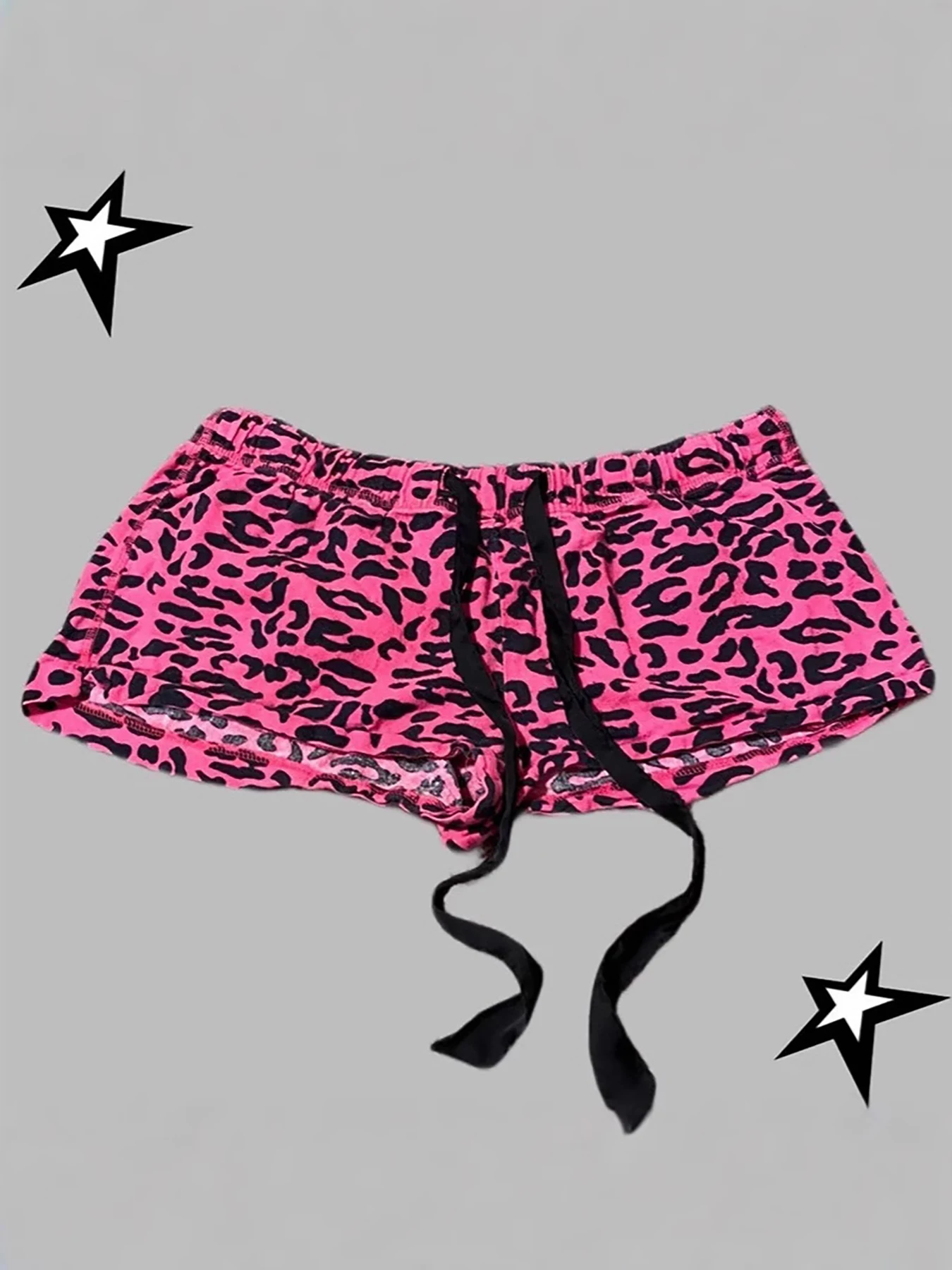 

Fashionable new leopard print waist cinched sports shorts, spicy girl elastic slim basic casual pants