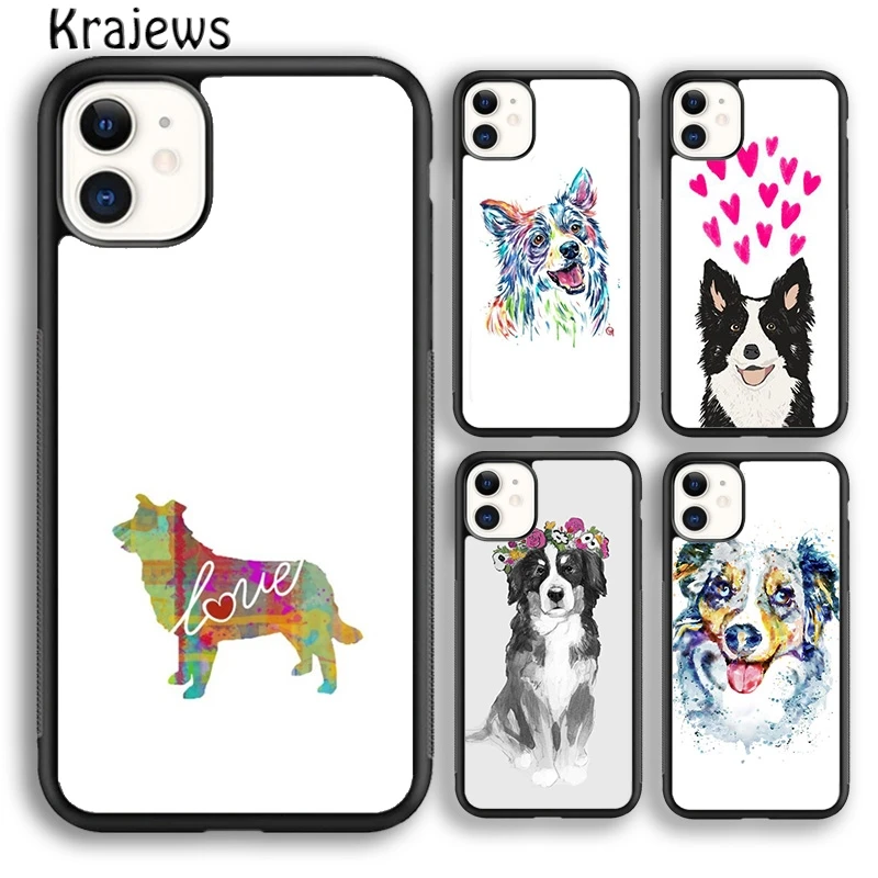 Krajews Border Collie Watercolor Phone Case Cover For iPhone 16 15 14 plus XS XR 11 12 mini 13 pro max coque Fundas