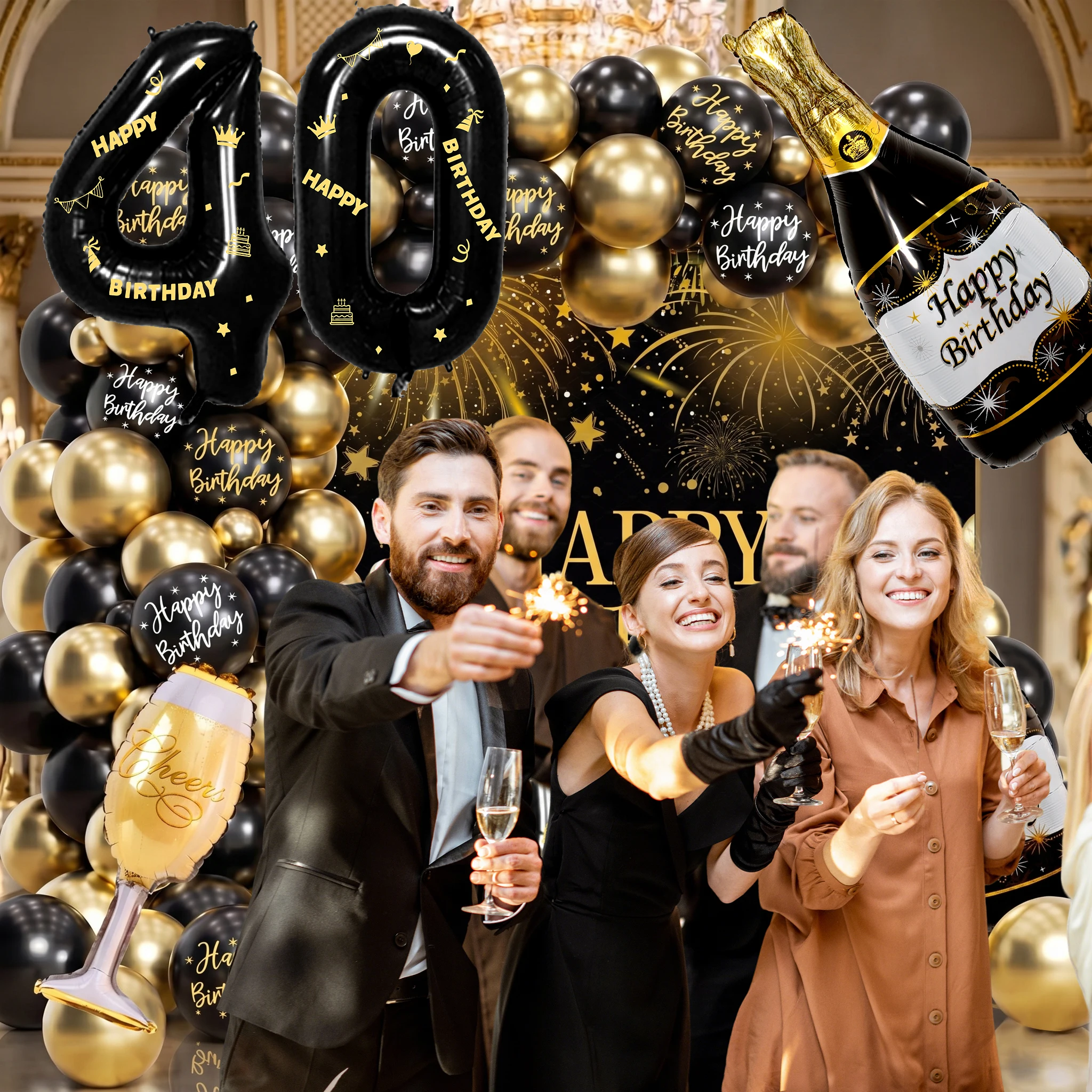 Black Gold Number Happy Birthd - огляд і ціна Water Balloon Set