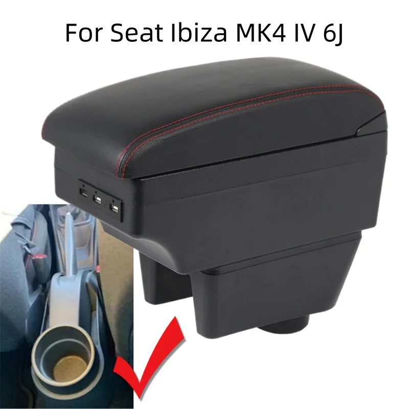 Caja de reposabrazos para Seat Ibiza para Ibiza MK4 IV 6J 2008-2017, diseño Interior, consola de coche, caja de almacenamiento de reposabrazos