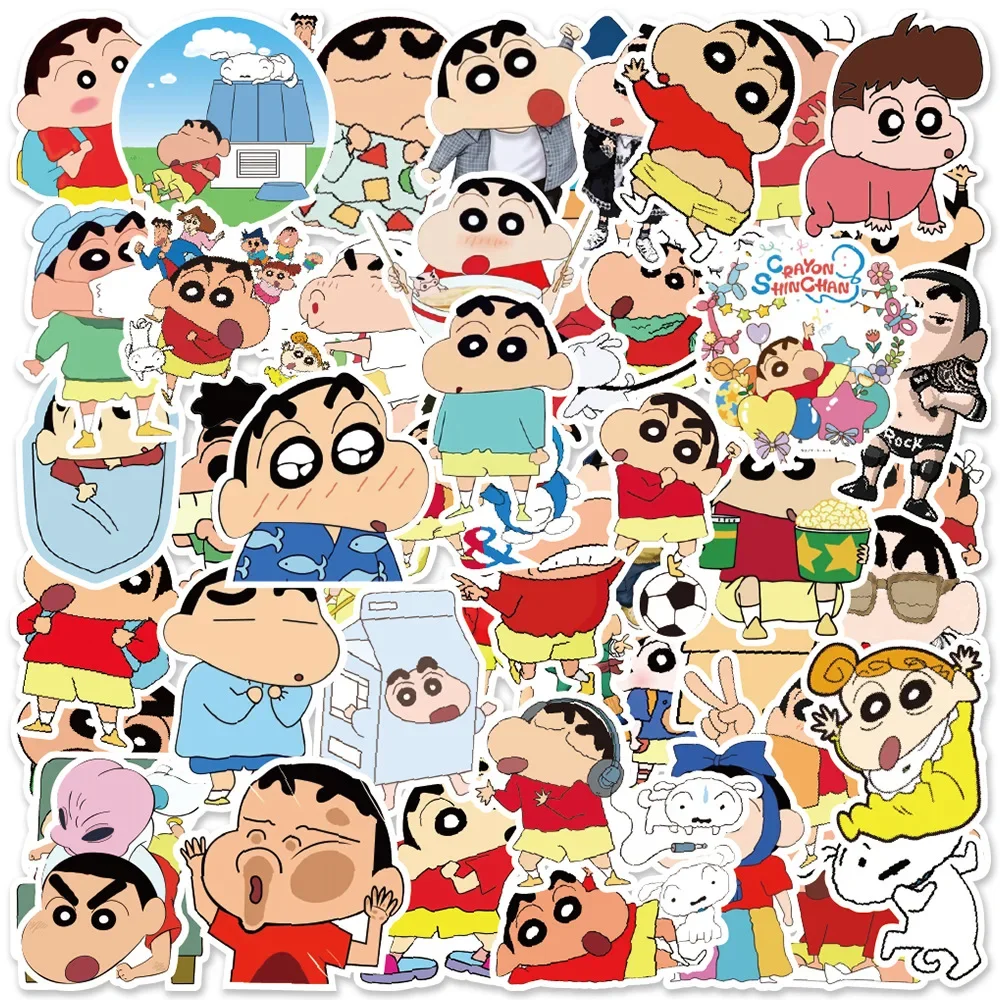 50pcs Japanese Cartoon Anime Cute and Funny Crayon Shinchan Stickers for Children