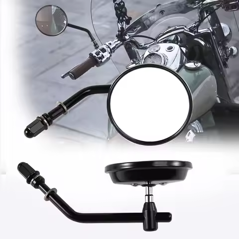 Black Round Motorcycle Rearview Side Mirrors For Harley Softail Dyna Bobber Chopper Sportster XL1200 XL883 Tour Glide FLT