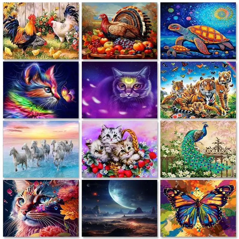 

GATYZTORY 5d Diamond Painting For Adults Kits Tiger Mosaic Cross Stitch Kits Animals Embroidery Sale Gift Handmade For Diy Gift