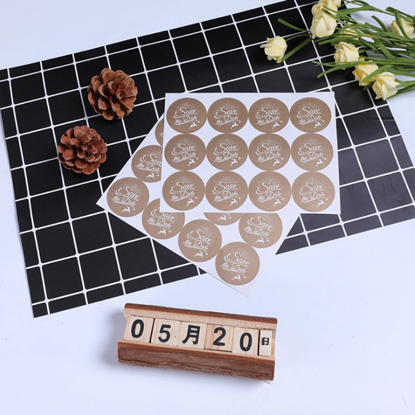 120Pcs/pack High Quality Adhesive Stickers Save The Date Cake Baking Package Seal Sticker