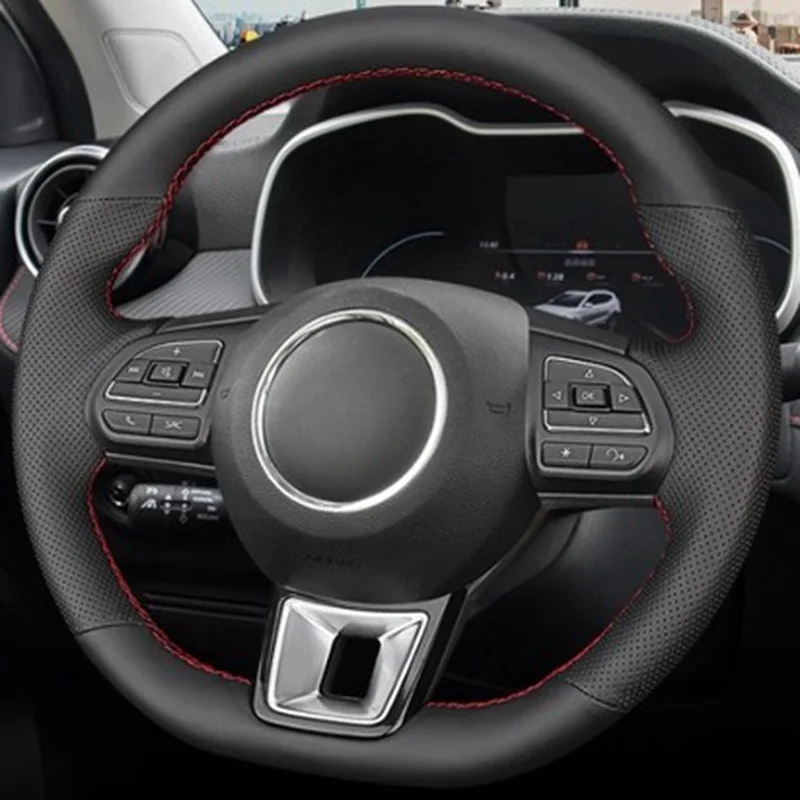 DIY Car Steering Wheel Cover Non Slip Perforated Leather For MG ZS HS GS MG 5 6 RX5 RX8 ZST ZS EV 2017-2023 Car Accessories