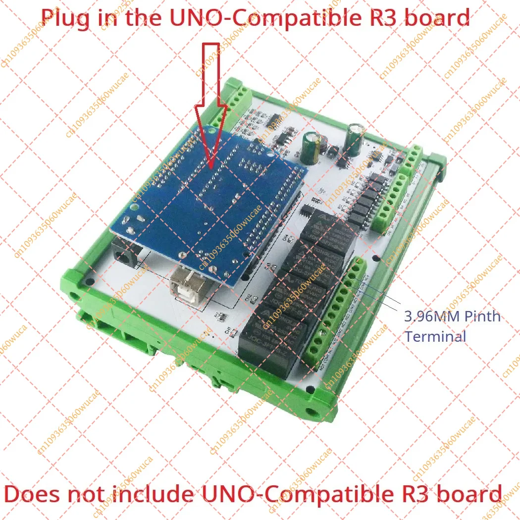YFMultifunction Expansion Board for UNO R3 PLC RS485 Remote IO Module DC 7-30V 6AI 6DI 4DO ADC Data Acquisition Relay Control DI