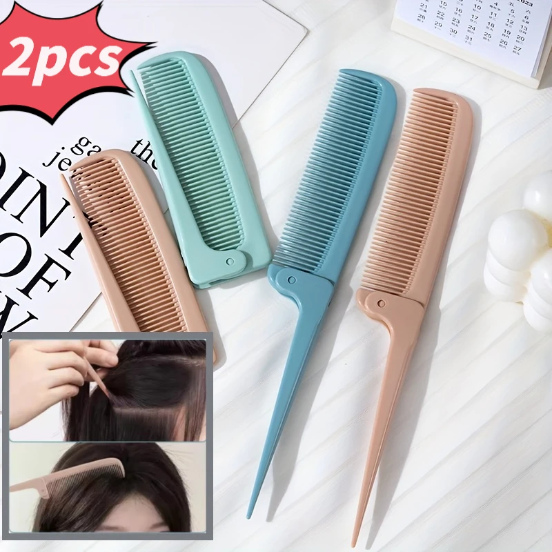 

2-piece portable folding pointed tail comb, hairstyle styling comb, small and portable combing tool, easy to carry, very suitable for daily household use and travel
