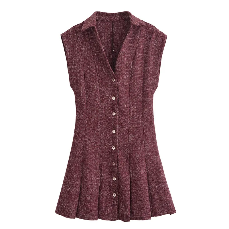 

2025 Spring New Women's Fashion 3D Turn-down Collar Short Sleeve Elegant Dress 2525120
