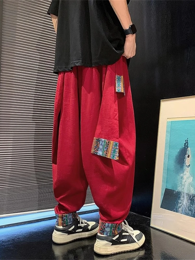 

Casual Loose Men's Red Pants Spring Autumn Sle Versatile Harajuku Trousers Trendy Brand Cool Senior Feel Casual Pants