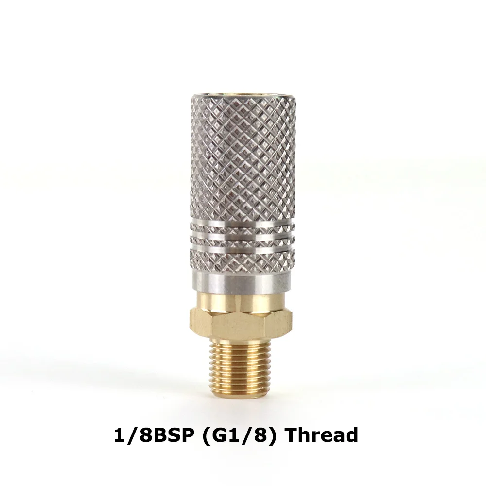 Soquete adaptador de liberação rápida de carregamento de ar estendido com rosca 1/8NPT 1/8 BSP (G1/8) ou plugue rápido