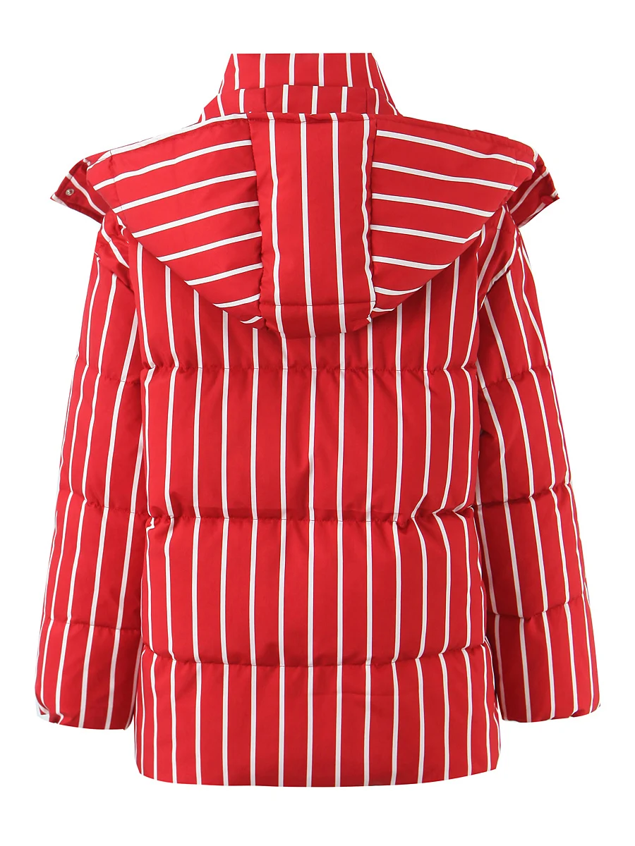 Twotwinstyle americano casual listrado para baixo casaco para mulher com capuz mangas compridas solto emendado zíper jaqueta feminina roupas de inverno