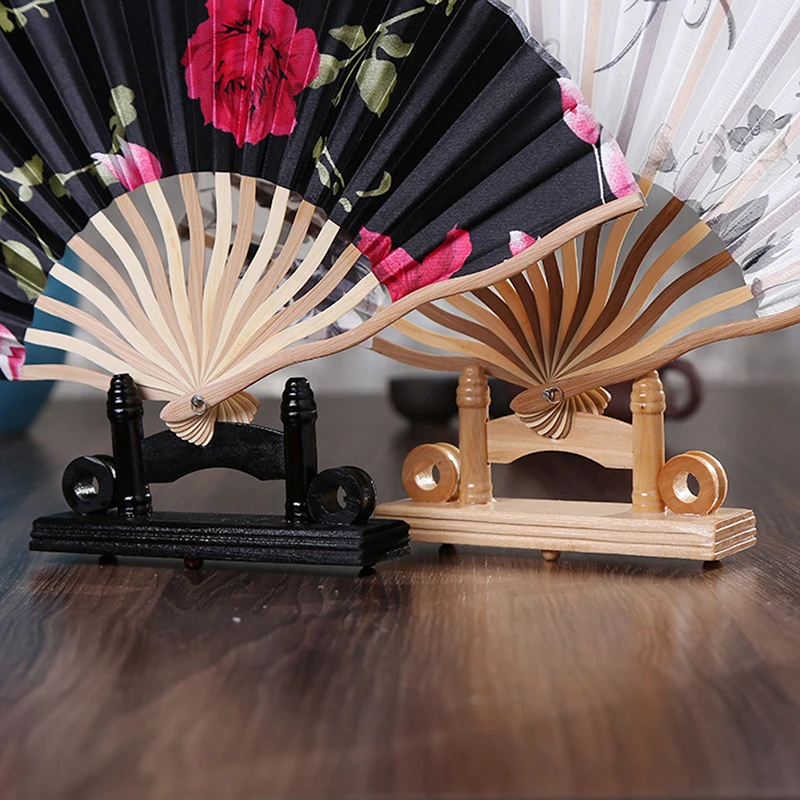 1PC Chinese Style Handmade Wood/Silk/Paper/Lace Folding Fan Rack Display Stand Wooden