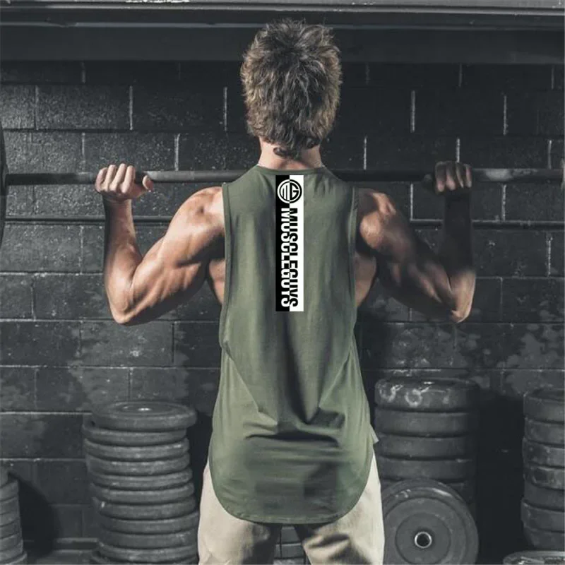 

New Gym Bodybuilding Sport Tank Tops Mens Fitness Muscle Singlets Summer Loose Breathable Sleeveless T-Shirts Cotton Undershirt