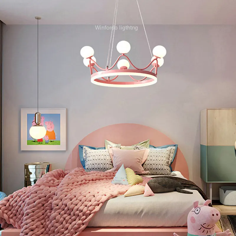 Winford-Lámpara LED colgante para el techo, candelabro moderno con diseño de corona para decoración de sala de estar y dormitorio de niños, 2023