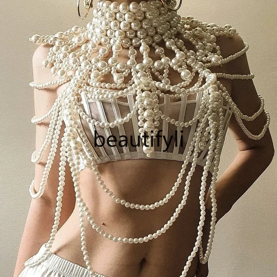 

Court Vintage Overweight Handmade Pearl Wedding Dress Body Chain