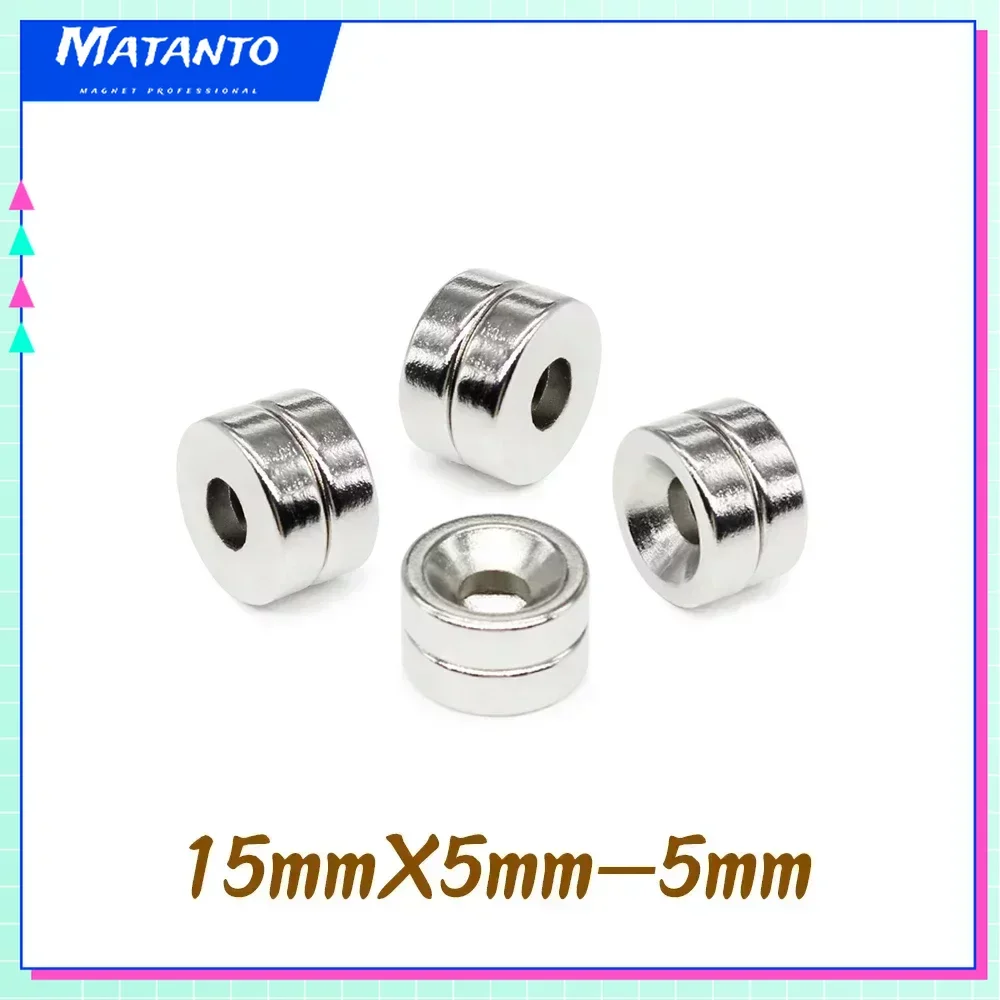 

10/20/50/100Pcs 15x5-5mm Small Round Super Strong N35 Search Magnet Countersunk Neodymium Magnet Disc Imanes Fishing Magnet