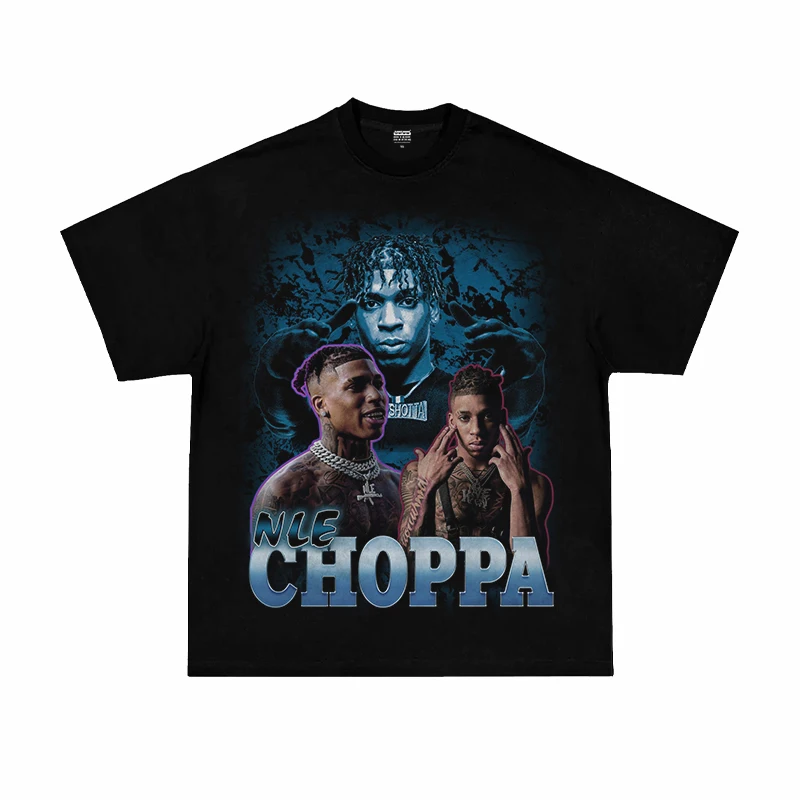 

Choppa, американская ретро-хип-хоп, рэп-фигурка с принтом, плотная хлопковая футболка с короткими рукавами, высокое качество, люксовый бренд, продажа, популярная