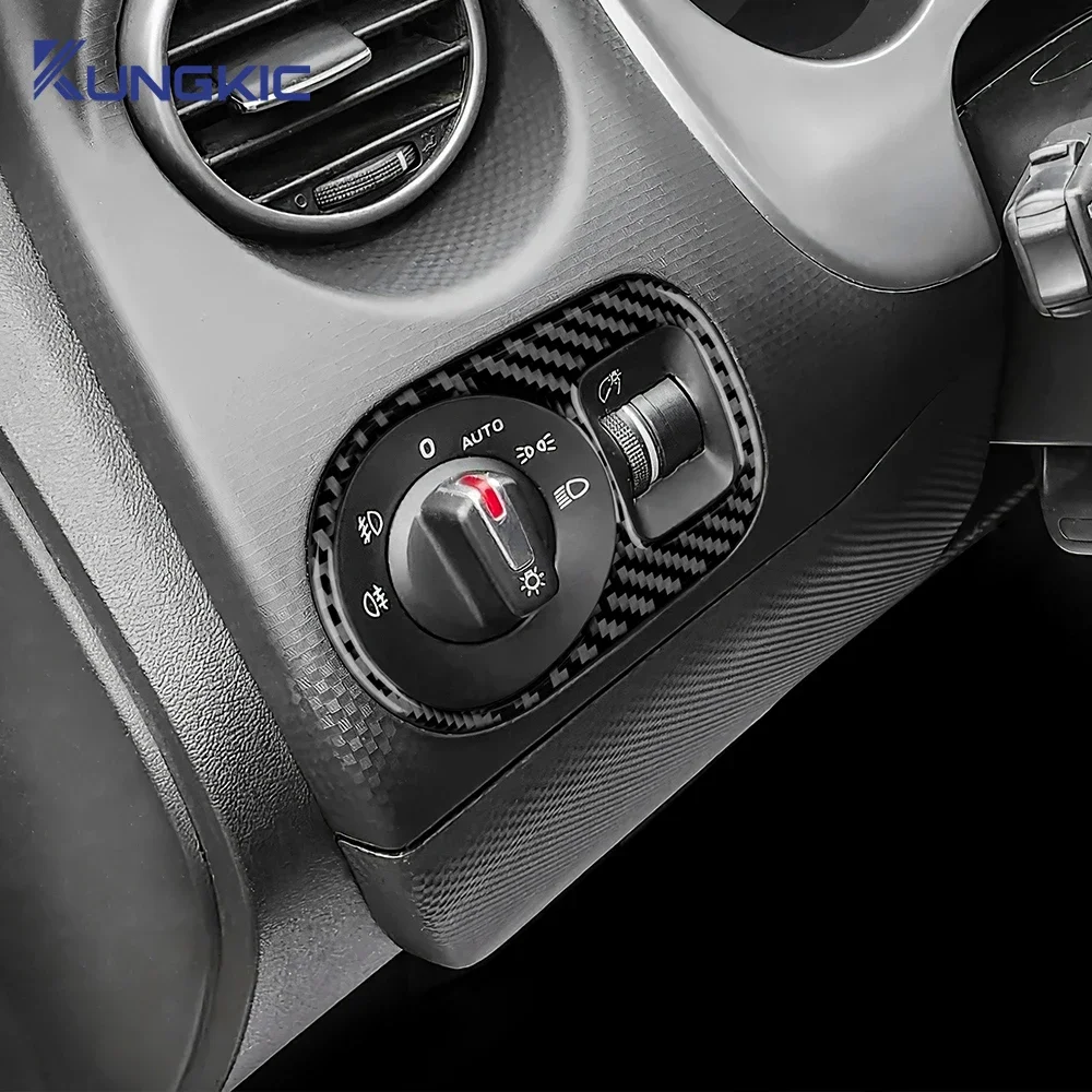 

Car Headlight Switch Frame Trim Soft Carbon Fiber Sticker for Seat Altea 2004-2016 LHD RHD Real 3D Interior Accessories Kit
