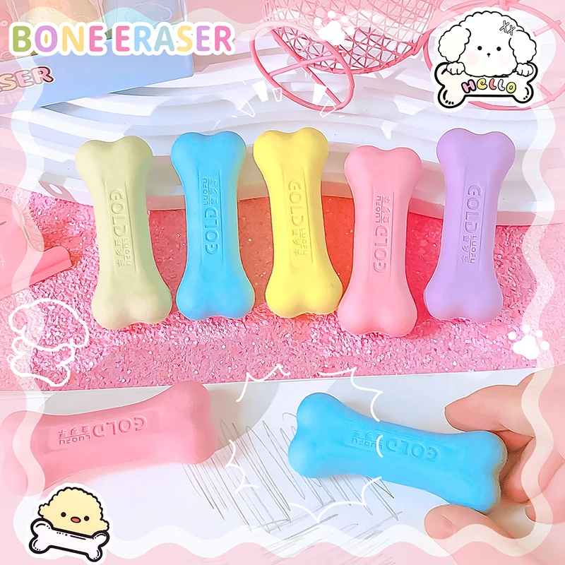 kawaii Stationery for school back to school supplies cute bones shape Eraser rubber Aesthetic stationery school stuff