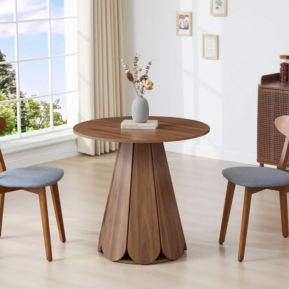 

inch Small Round Dining Table, Modern Kitchen Table for 2 to 4 Person, Farmhouse Wood Circle Dining Room Tables with Pedestal Ba