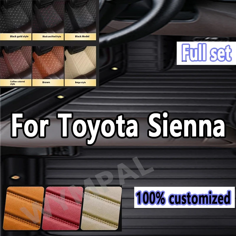 Luxury Custom Fit Automotive Car Floor Mats For Toyota Sienna 2005 2006 2007 2008 Luxury Leather Men Women Full Coverage