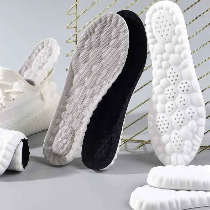 1Pair 4D Cloud Technology High Elasticity Sports Deodorant Insoles for Shoes PU Sole Breathe for Feet Men Running Insole