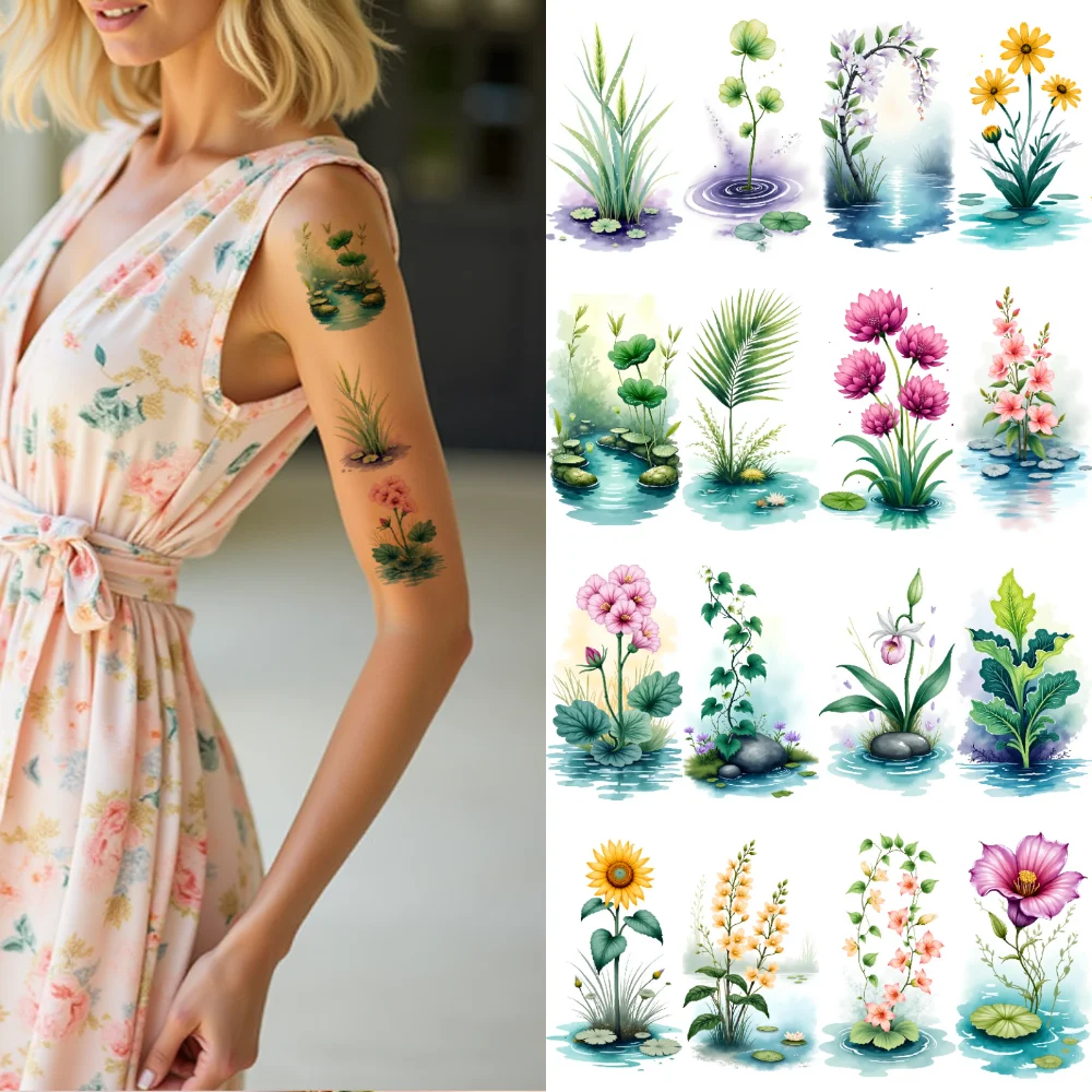 

9pcs Temporary Tattoo Watercolor Tattoos Watercolor Floral Tattoos Temporary Tattoo Stickers For Arms Ladies Girls