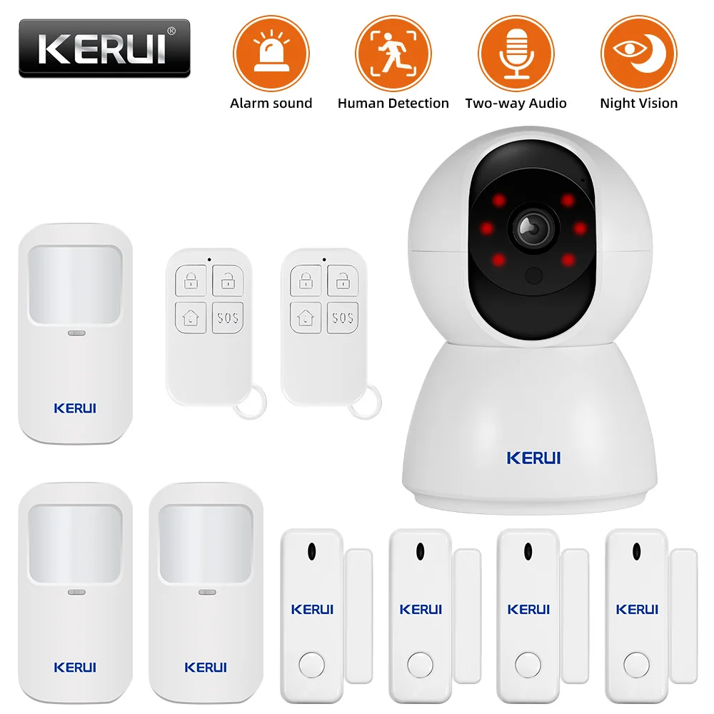 KERUI Alarm & Camera 2 in 1 Home Security Multifunction Camera Alarm System Surveillance Kit with Motion Detector Sensor