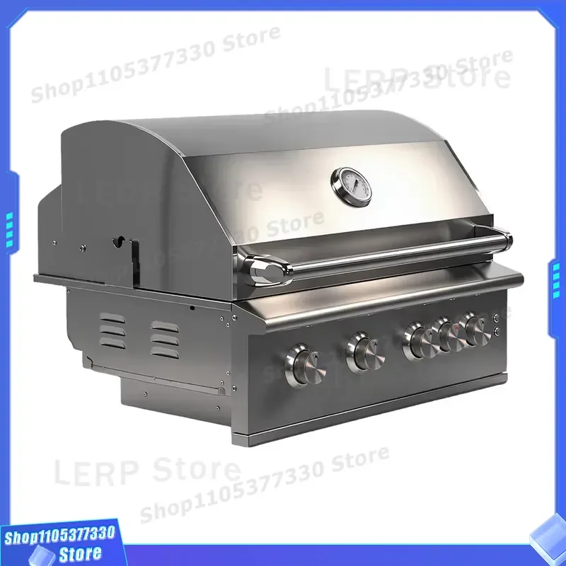 Luxury Heavy Duty Built In Stainless Steel Propane Gas BBQ Grill For Outdoor Residential Garden Backyard High End Concrete