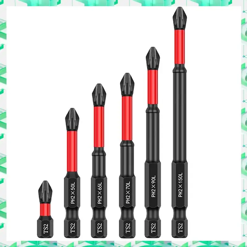 

FIZP 6Pcs S2 25-150Mm Impact Screwdriver Bits Magnetic Torque Screwdriver Impact Driver Bit Set